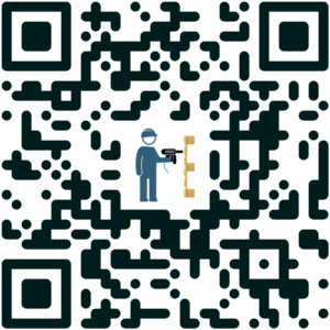 qr code avec un pictogramme représentant un opérateur qui clou une palette bois