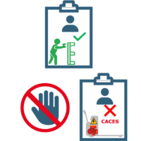 pictogrammes représentant l'obligation d'avoir une autorisation ouune habilitation pour utiliser certains matériels
