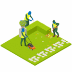 illustration de métiers d'entretien des espaces verts