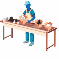 illustration du travail de tri des matériaux recyclables